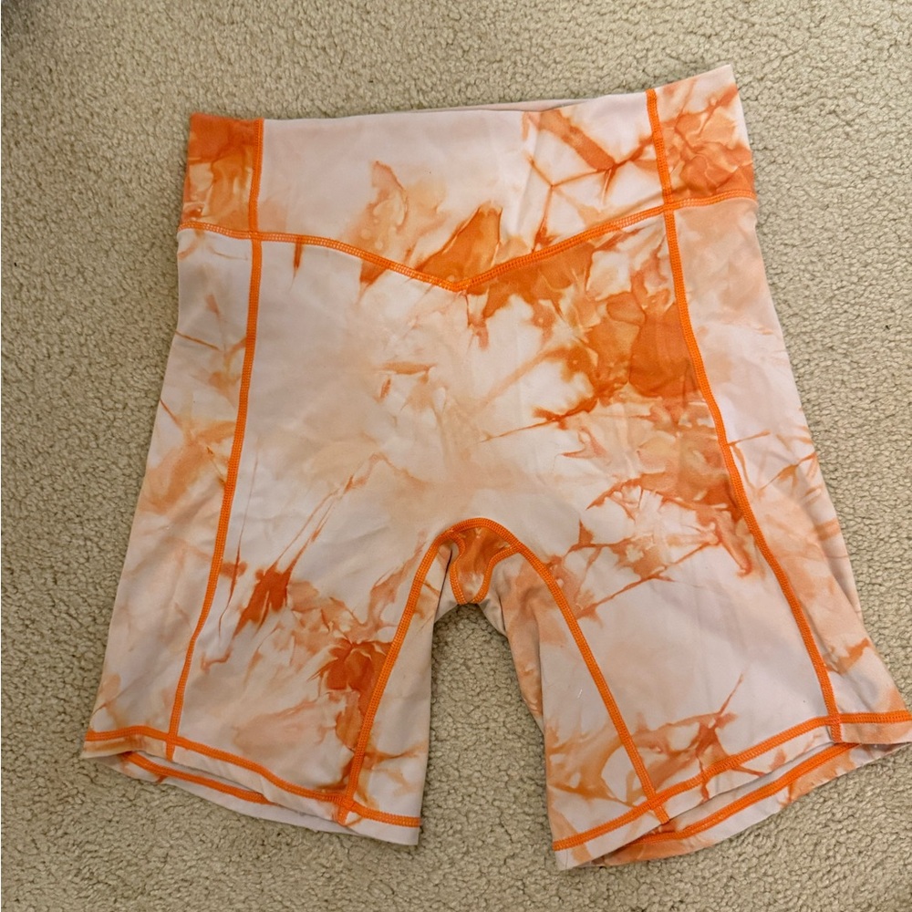 Balance Athletica Orange and Cream volley shorts high waisted